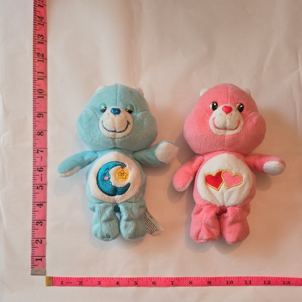 Vintage 2002 Care Bears 20th Anniversary 2 Plushes Sleepy Bear Love-a-Lot Bear